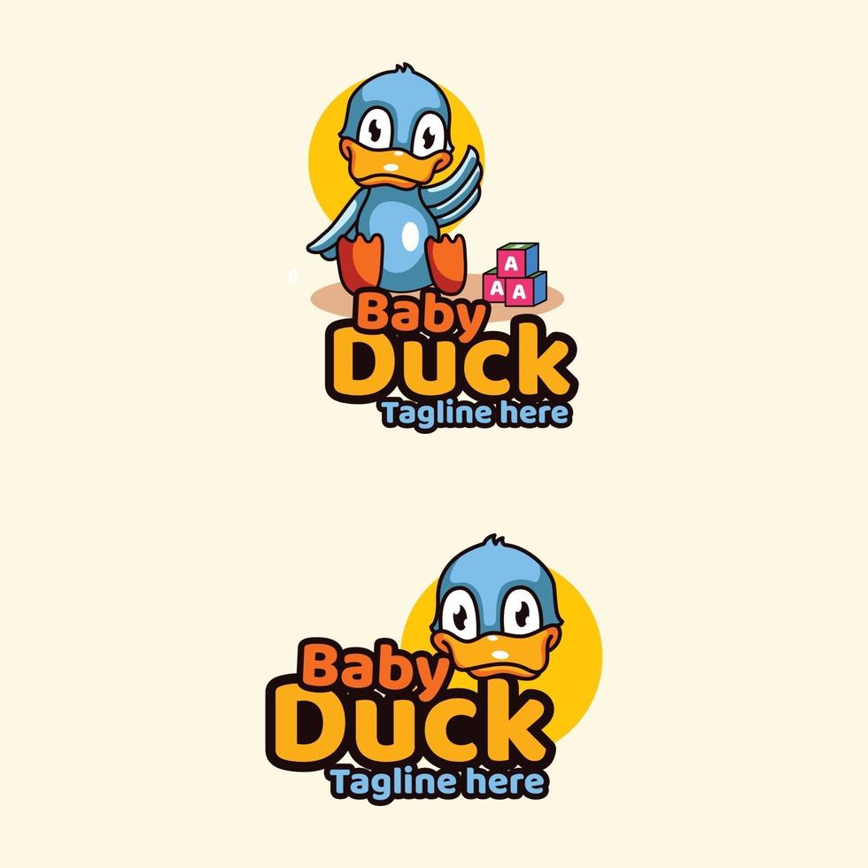 ilustração do logotipo de mascotes fofos de pato vetor