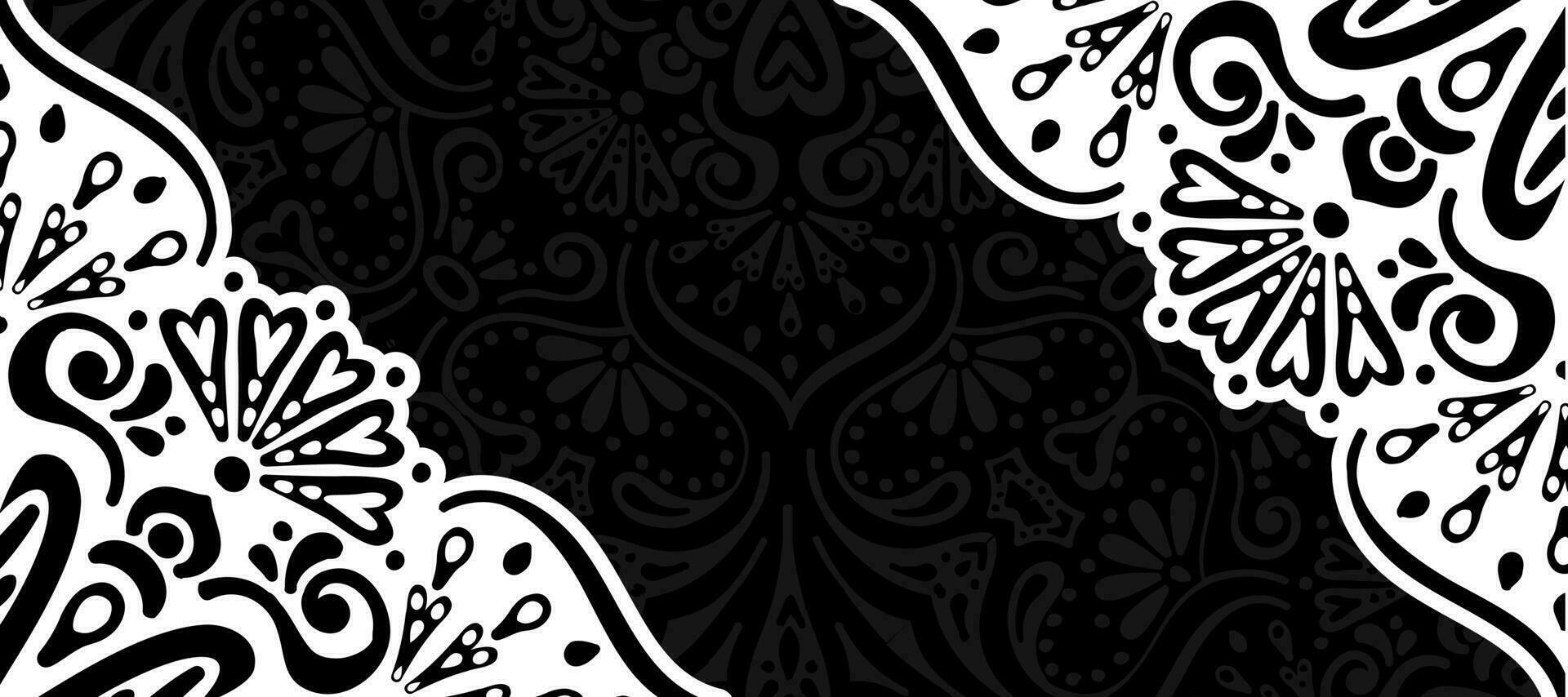 abstrato paisley decorativo Preto fundo papel de parede vetor