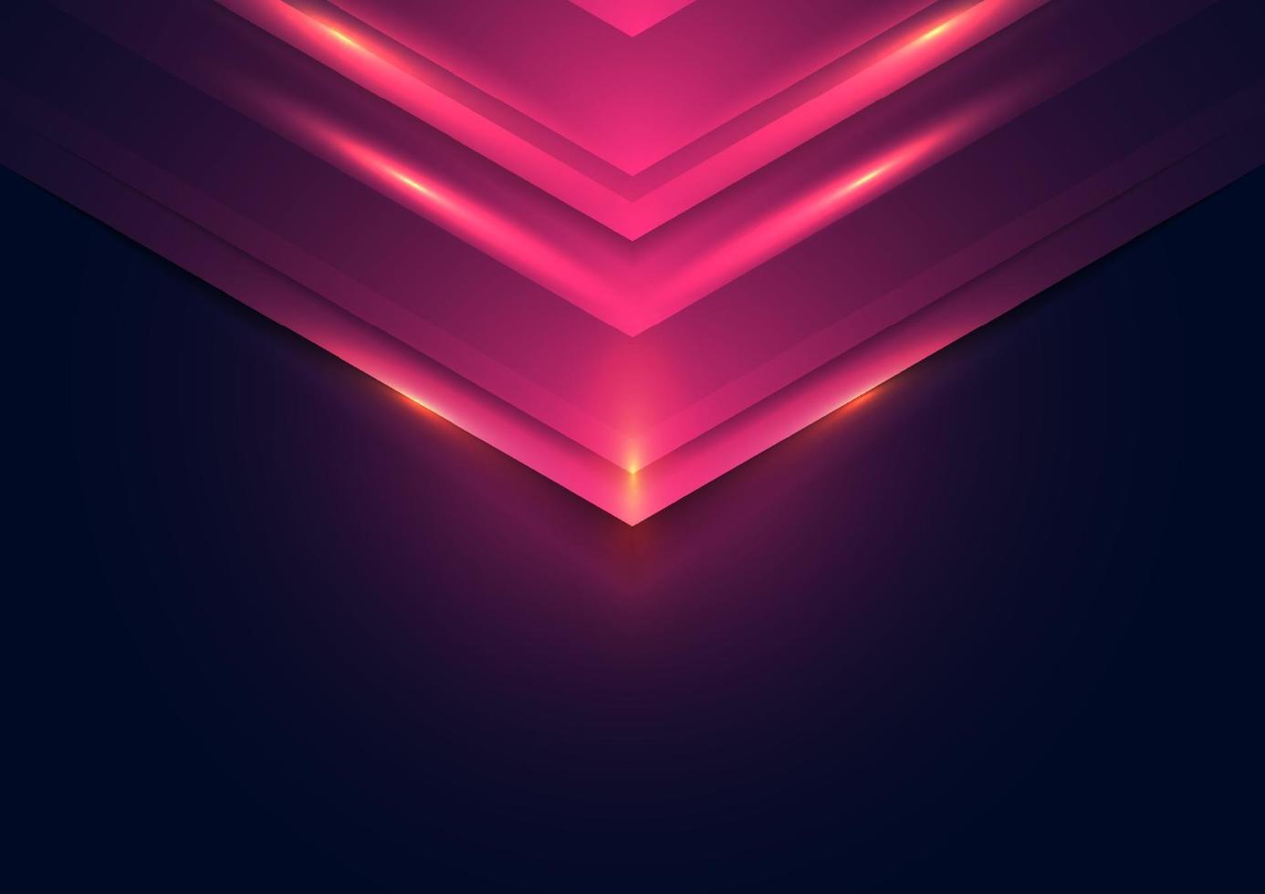 conceito abstrato de tecnologia triângulo de luzes cor de rosa em fundo escuro vetor