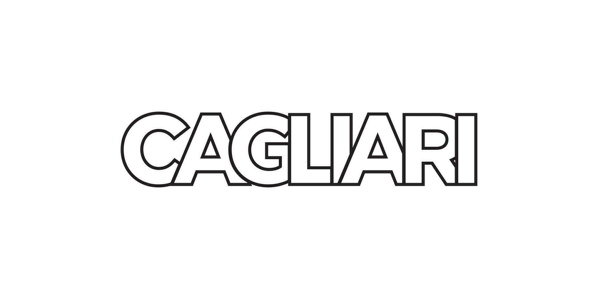 Cagliari dentro a italia emblema. a Projeto características uma geométrico estilo, vetor ilustração com negrito tipografia dentro uma moderno Fonte. a gráfico slogan rotulação.
