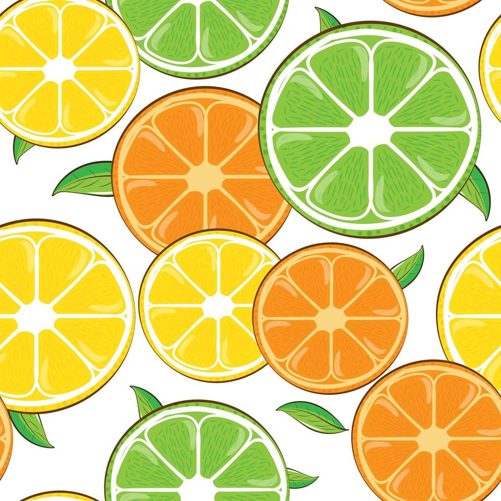 padrão sem emenda laranja e limão em fundo branco vetor