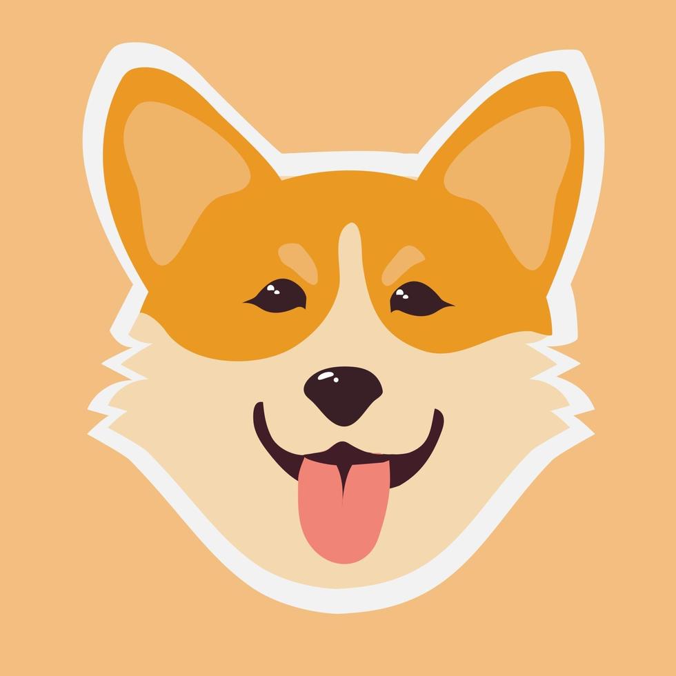 cabeça de um cachorro corgi bonito. ícone. ilustração em vetor design plano.