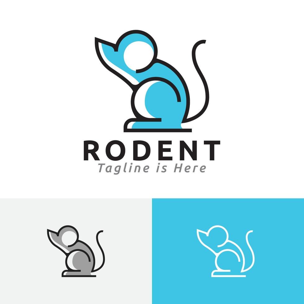 símbolo do logotipo da linha do pequeno rato fofo de roedor vetor