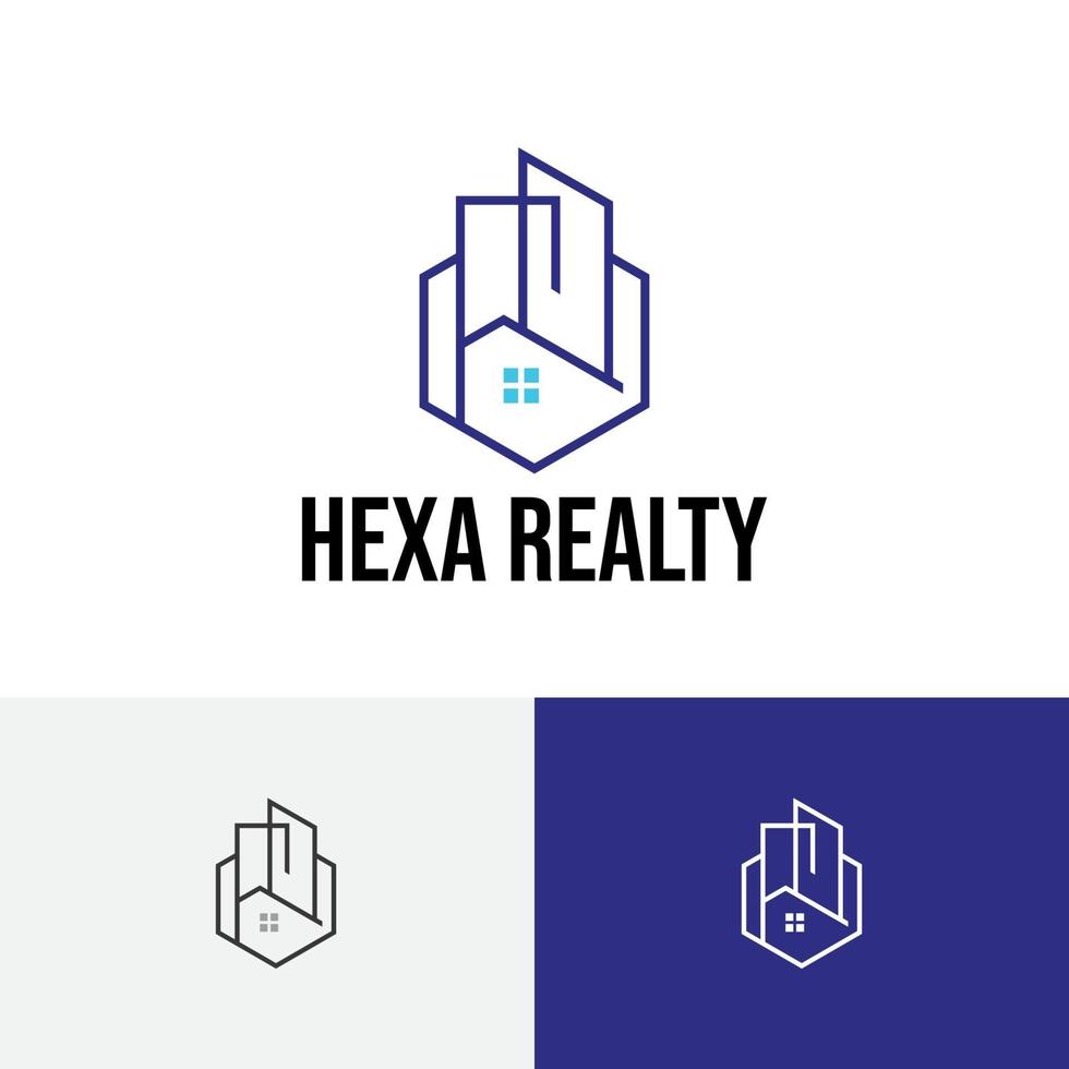 hexágono casa construção residencial logotipo abstrato imobiliário vetor