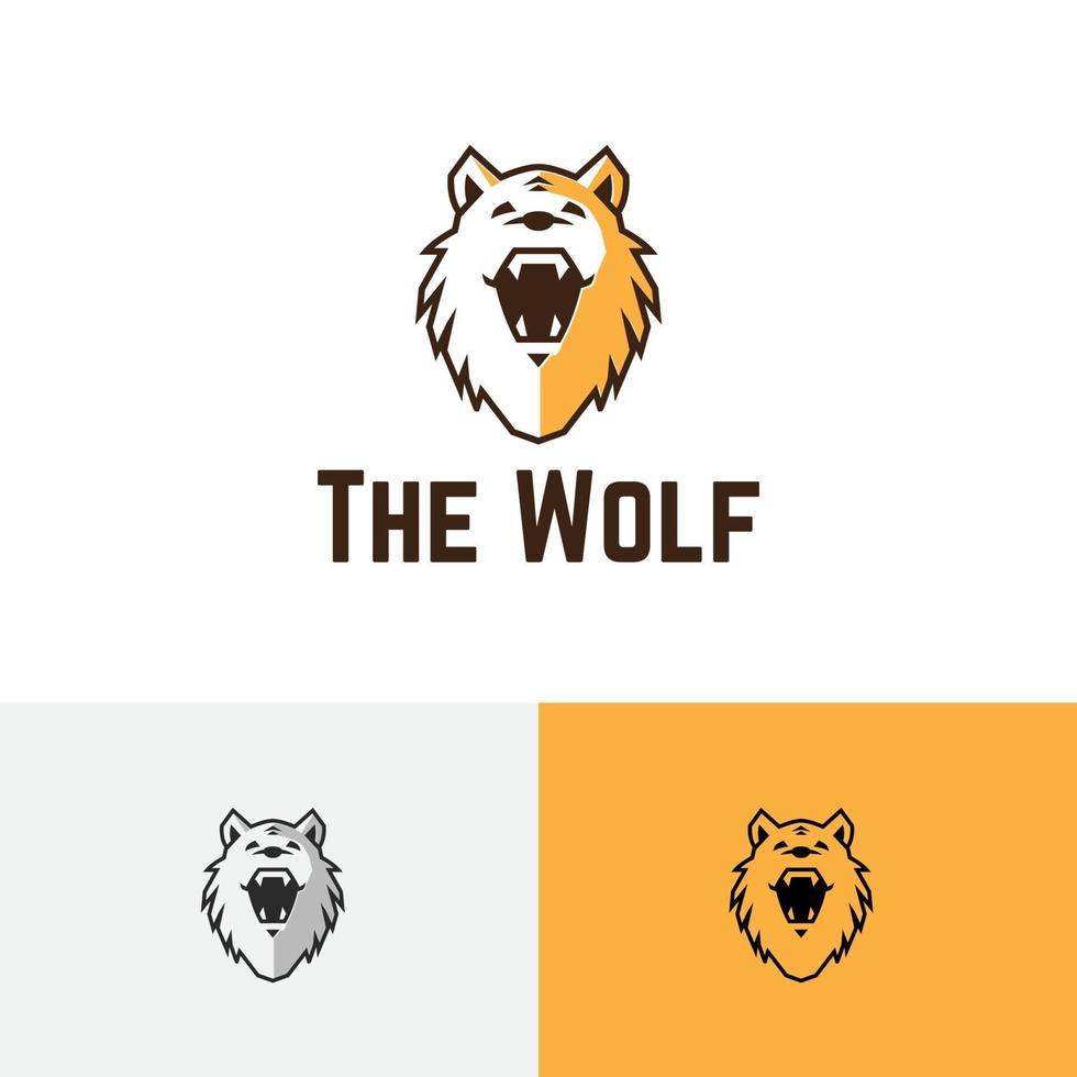 logotipo de predador de vida selvagem selvagem e cabeça de lobo fofa vetor