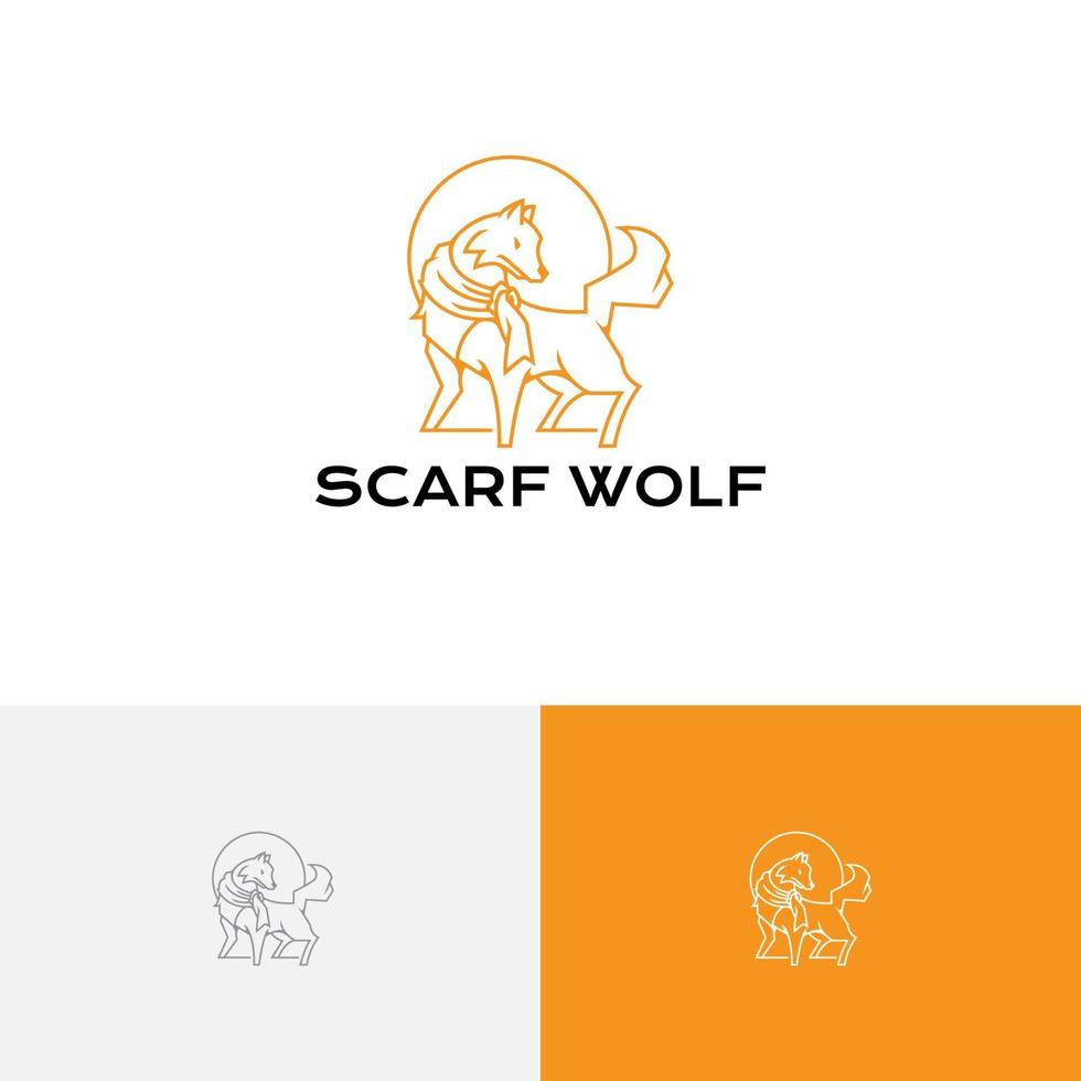 logotipo monoline da vida selvagem do lobo da lua cachecol fofo vetor