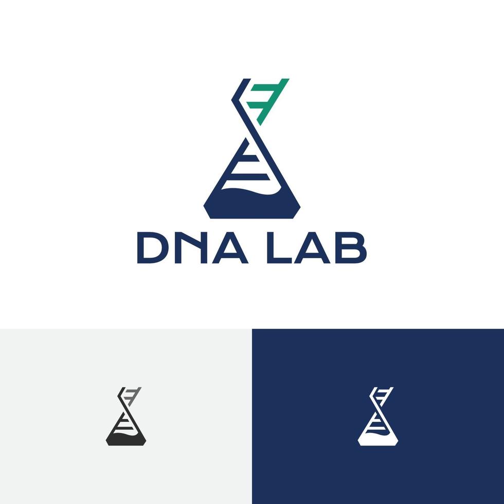 logotipo de pesquisa médica de biologia genética de tubo de dupla hélice de DNA vetor