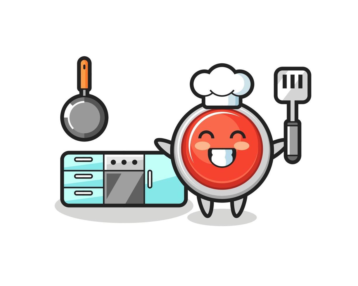 ilustração de personagem do botão de pânico de emergência enquanto um chef está cozinhando vetor