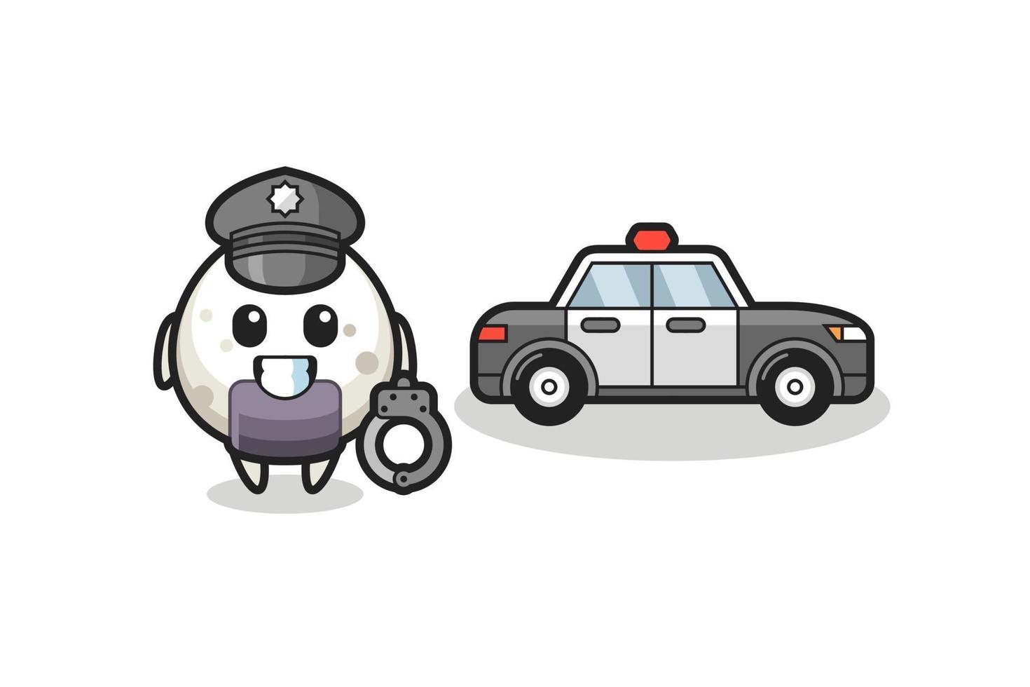 desenho animado mascote de onigiri como policial vetor