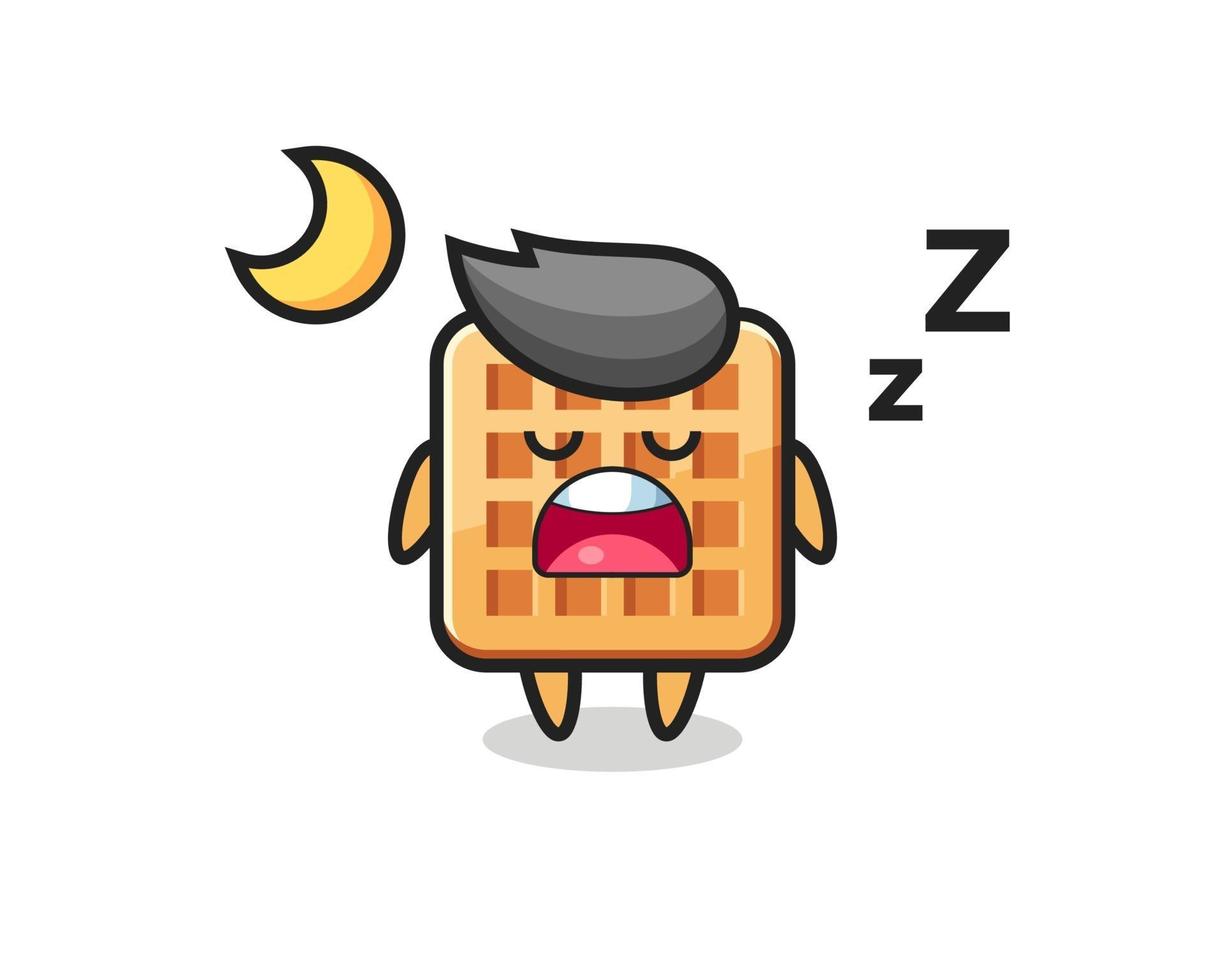 ilustração de personagem waffle dormindo à noite vetor