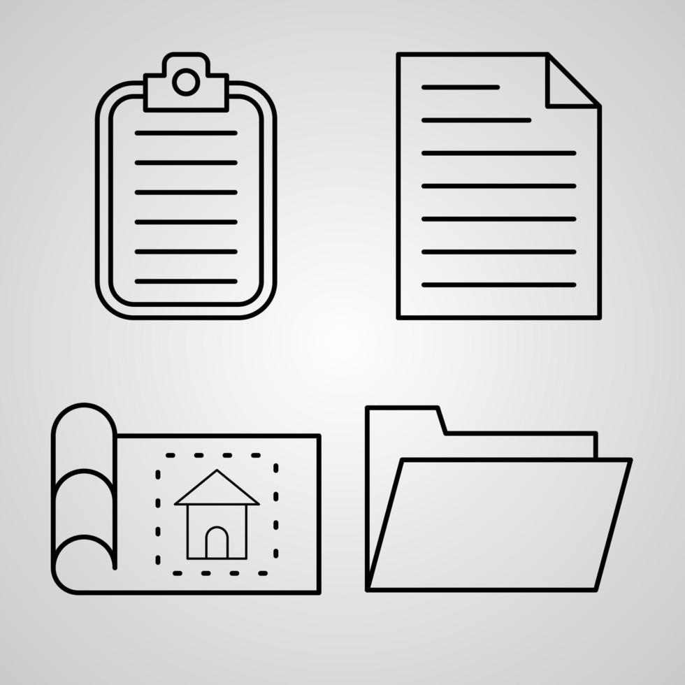 conjunto de ícones de linha de vetor de notas e tarefas