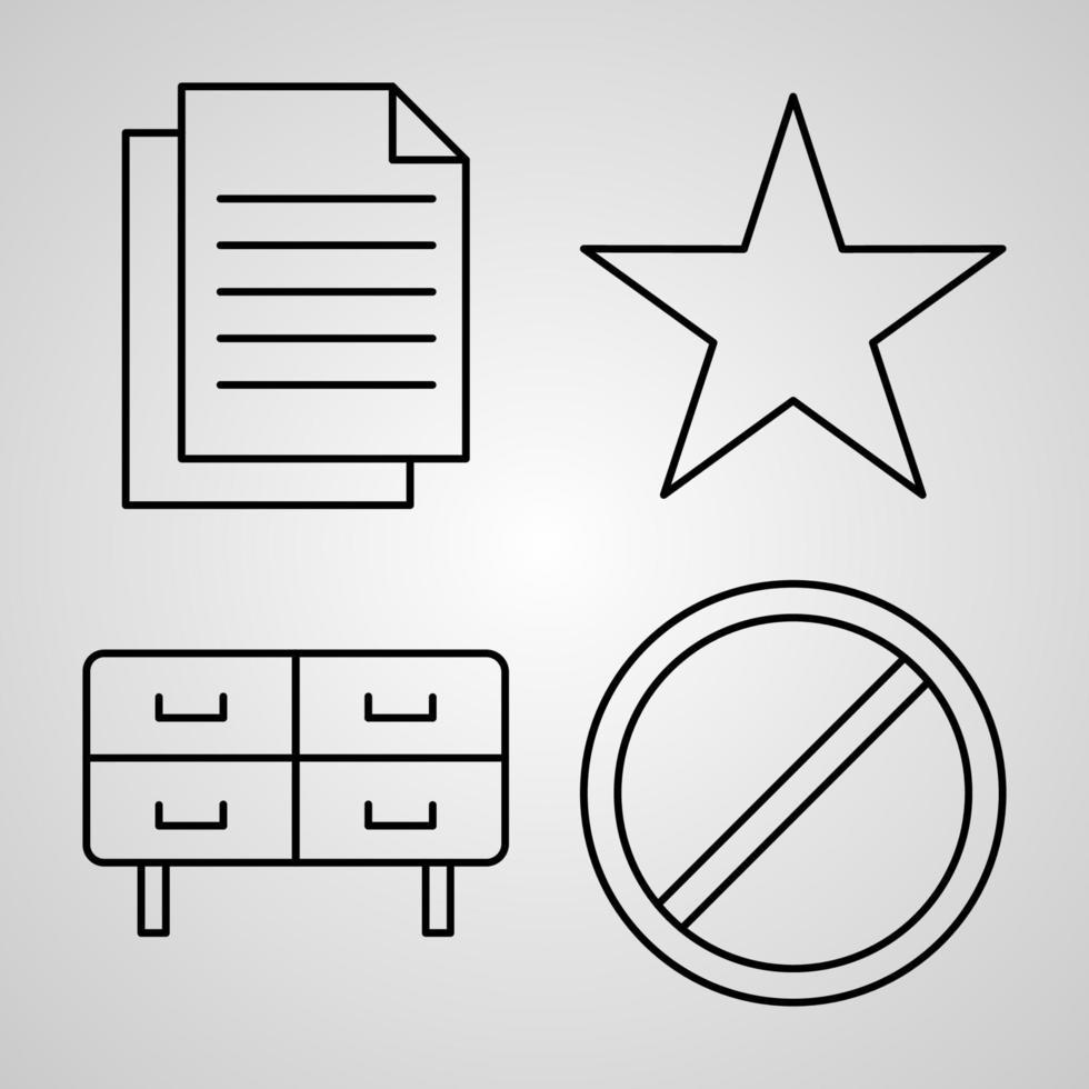 conjunto de ícones simples de notas e ícones de linha relacionados a tarefas vetor
