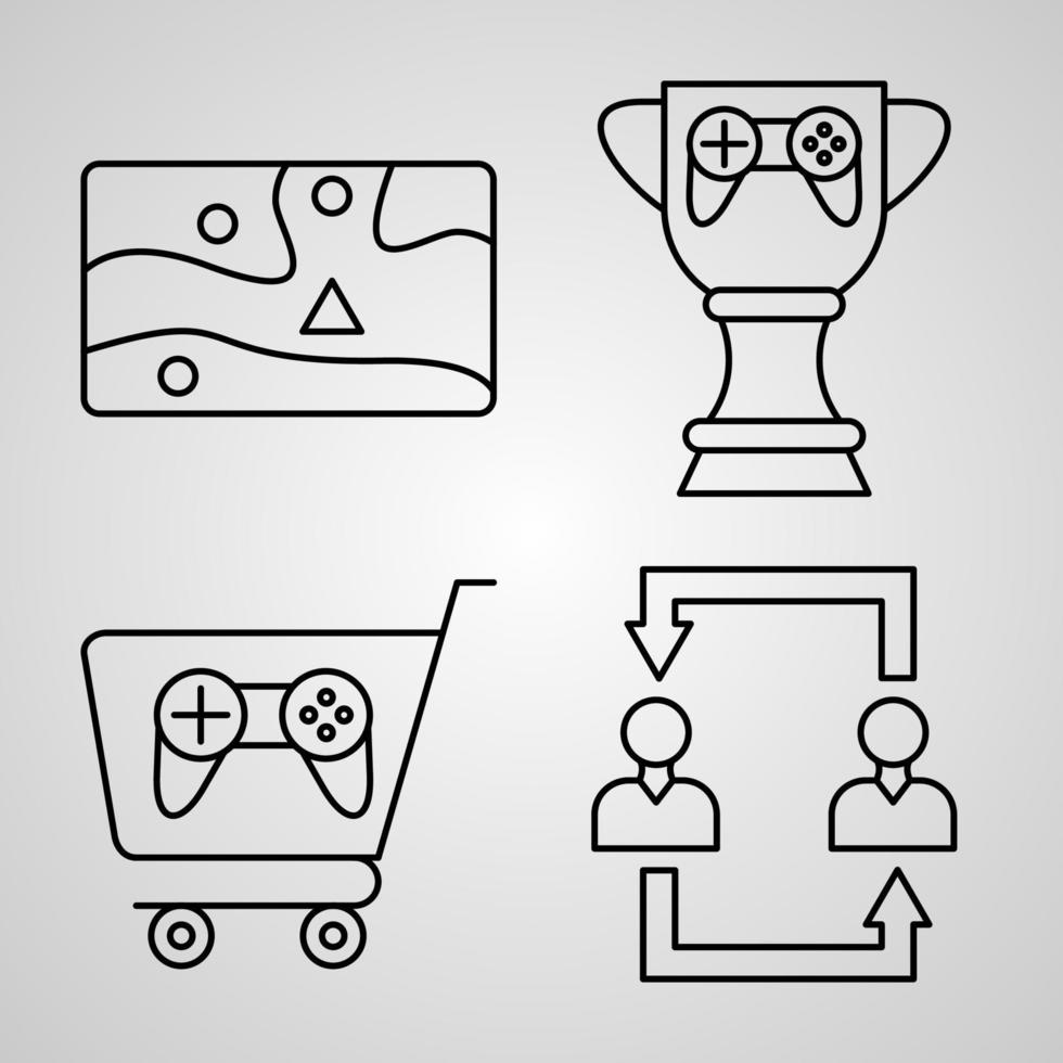 conjunto de ícones simples de ícones de linha relacionados a jogos online vetor
