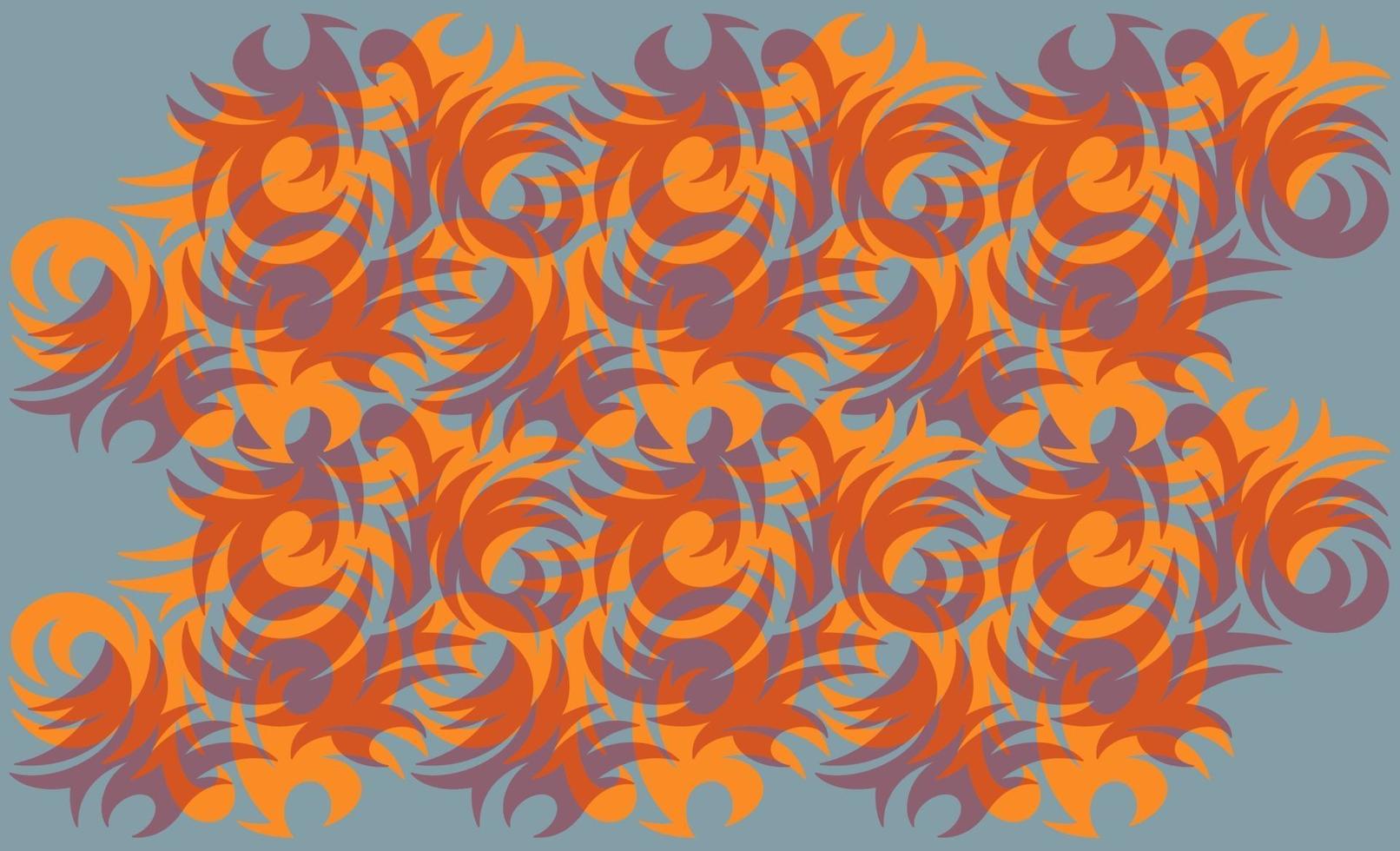 fundo laranja azul abstrato com flores vetor