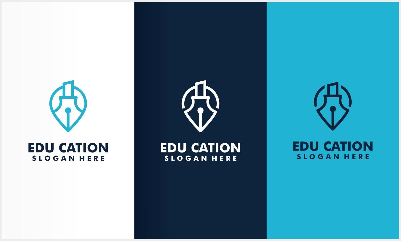 símbolo de ícone de localização com modelo de logotipo de ícone de educação vetor