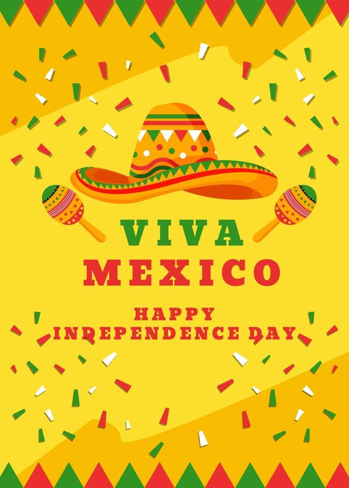 viva méxico feliz dia da independência banner vertical vetor