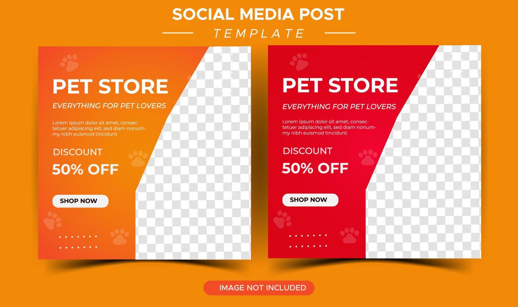 modelo de banner de postagem de promoção de pet shop vetor