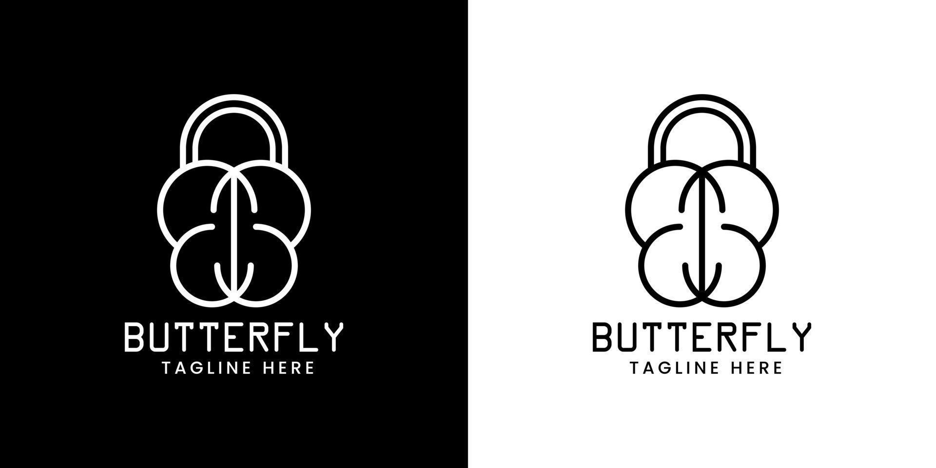 vetor de marca de logotipo de borboleta bloqueado