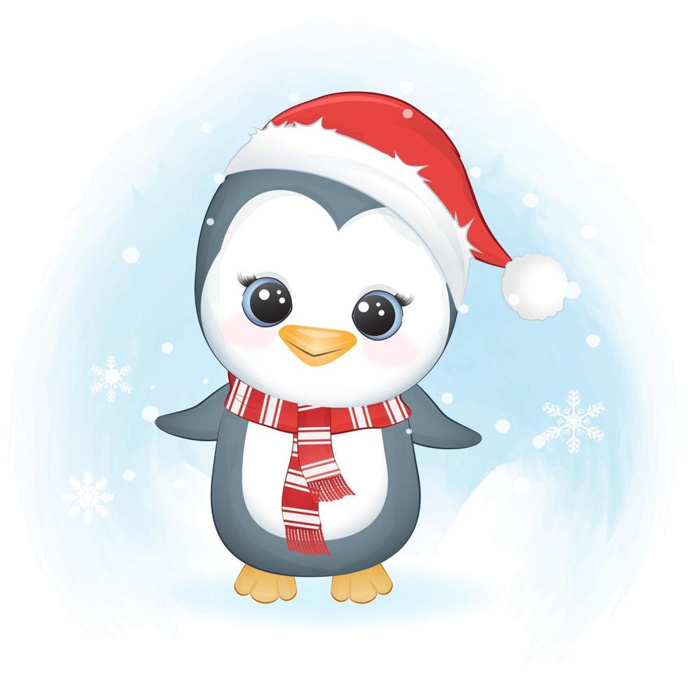 desenho de pinguim fofo celebrando o natal 3484587 Vetor no Vecteezy