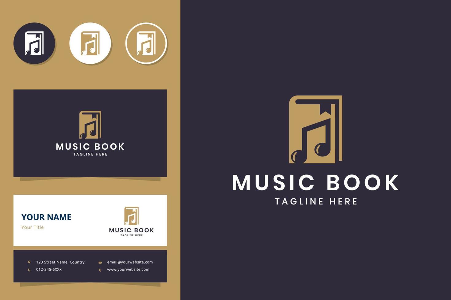 design de logotipo de espaço negativo de livro de música vetor