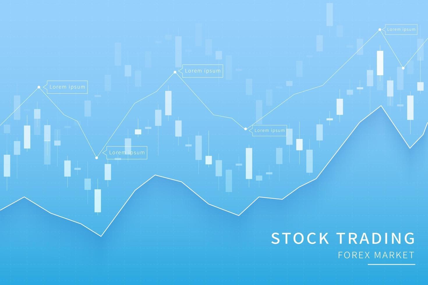 gráfico de velas na ilustração do mercado financeiro em fundo azul vetor