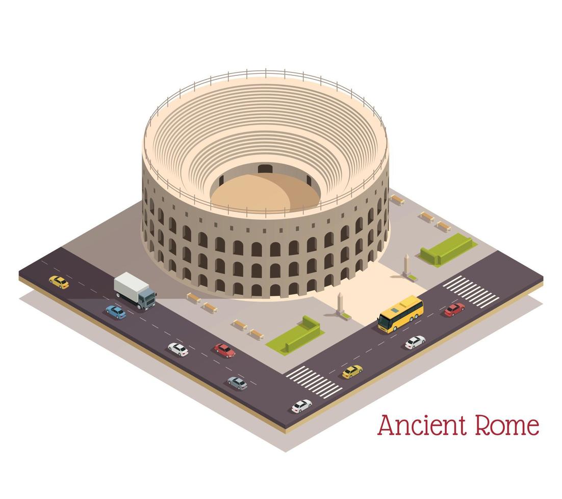composição isométrica de Roma Antiga vetor