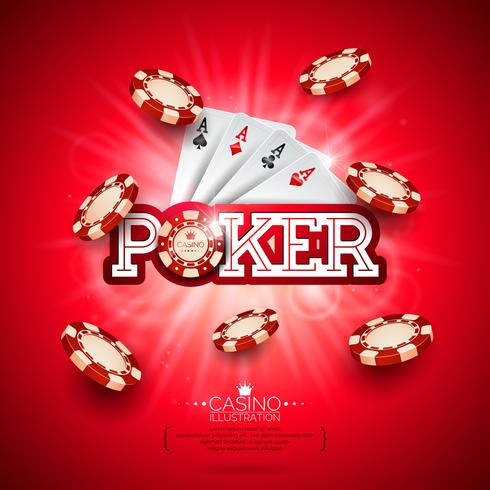 Ilustração de cassino com cartão de poker e jogar fichas vetor