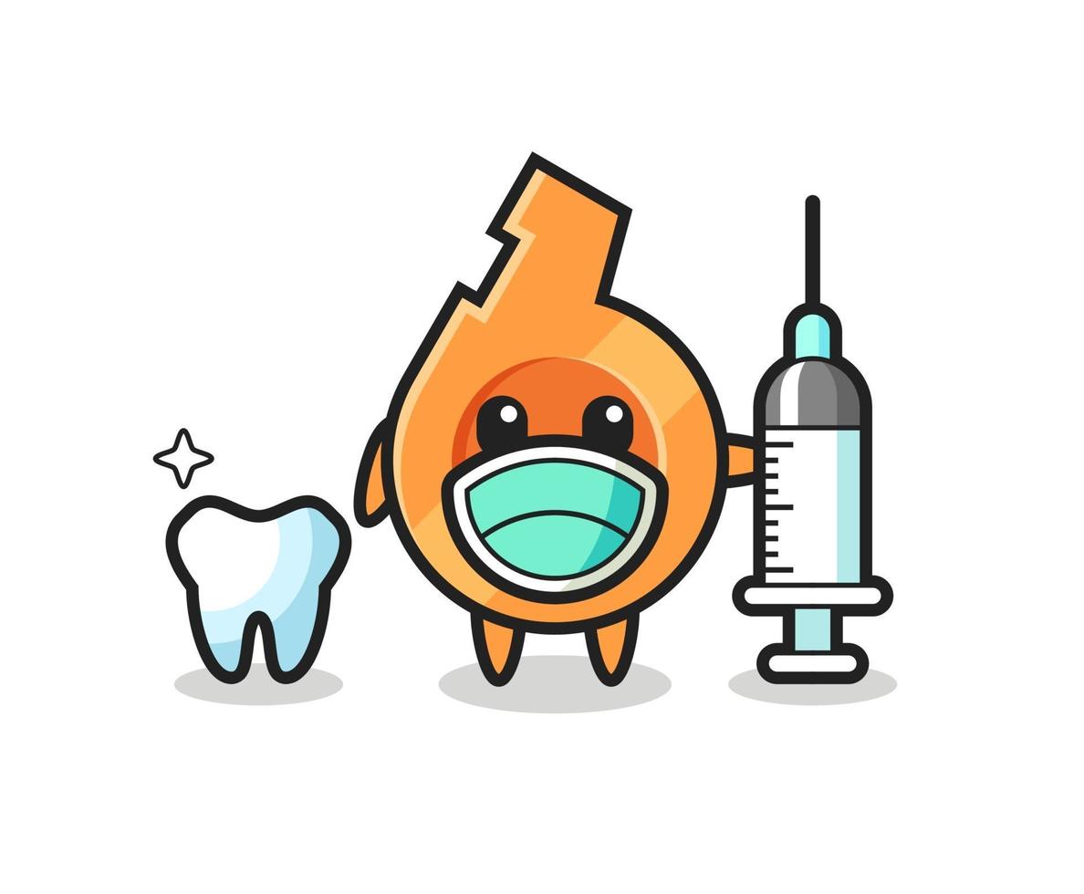 personagem mascote de apito como dentista vetor