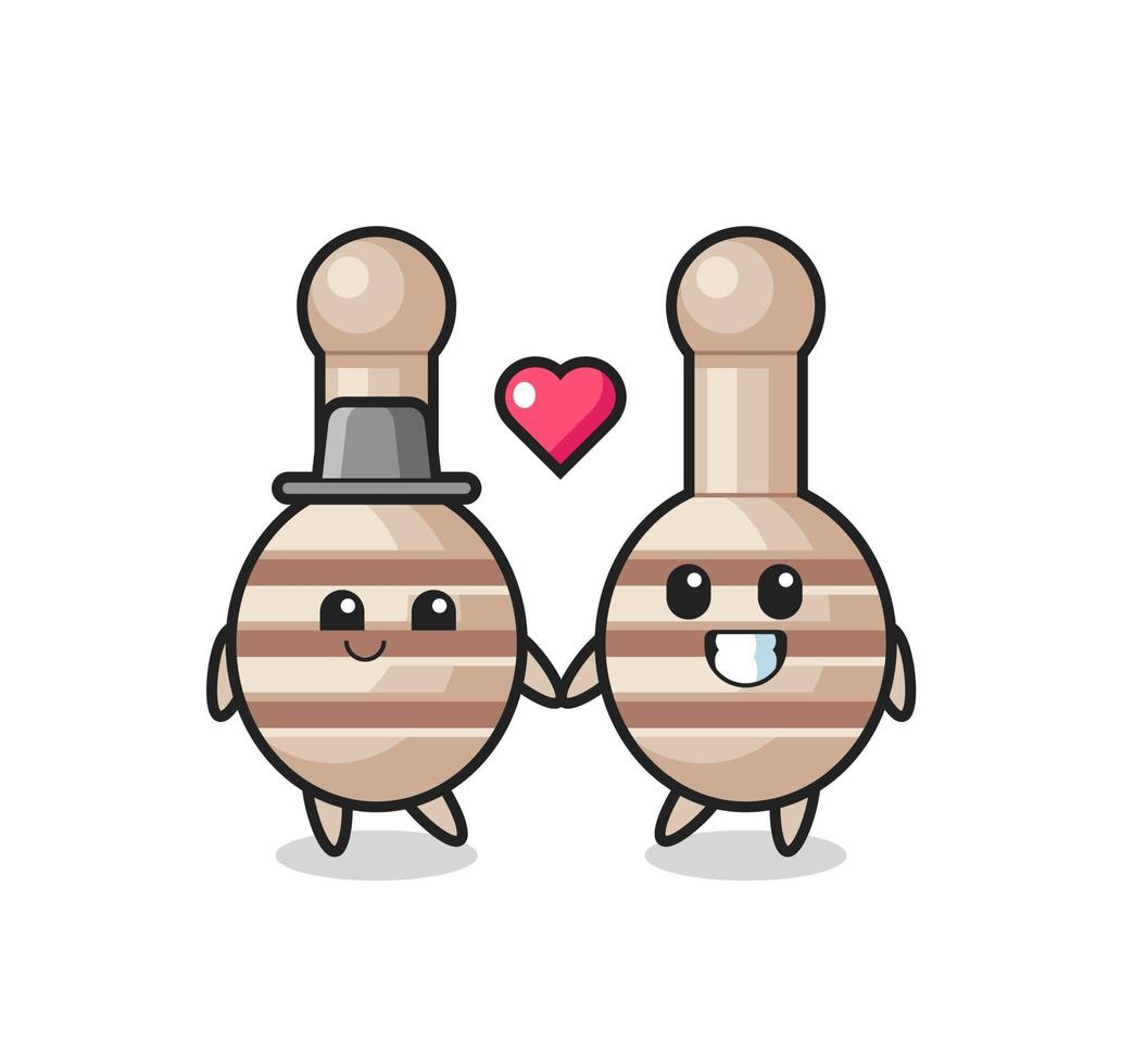 Casal de personagens de desenhos animados de concha de mel com gesto de apaixonar-se vetor