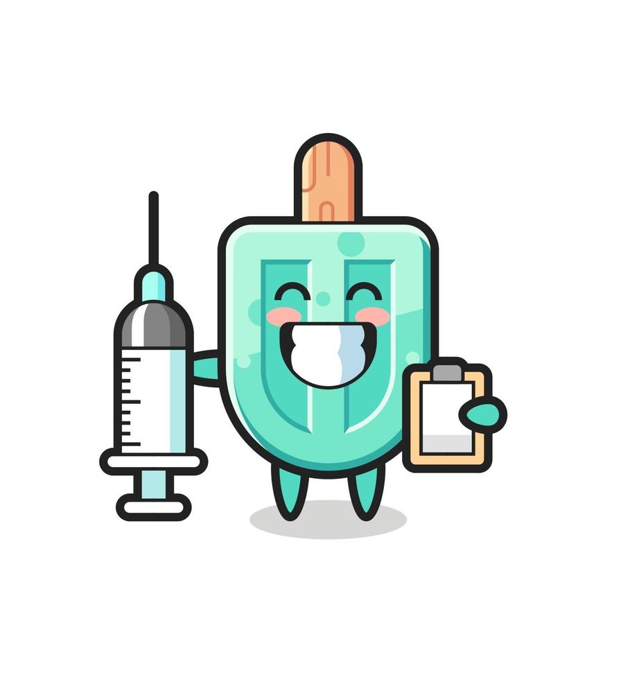 ilustração mascote de picolés como médico vetor