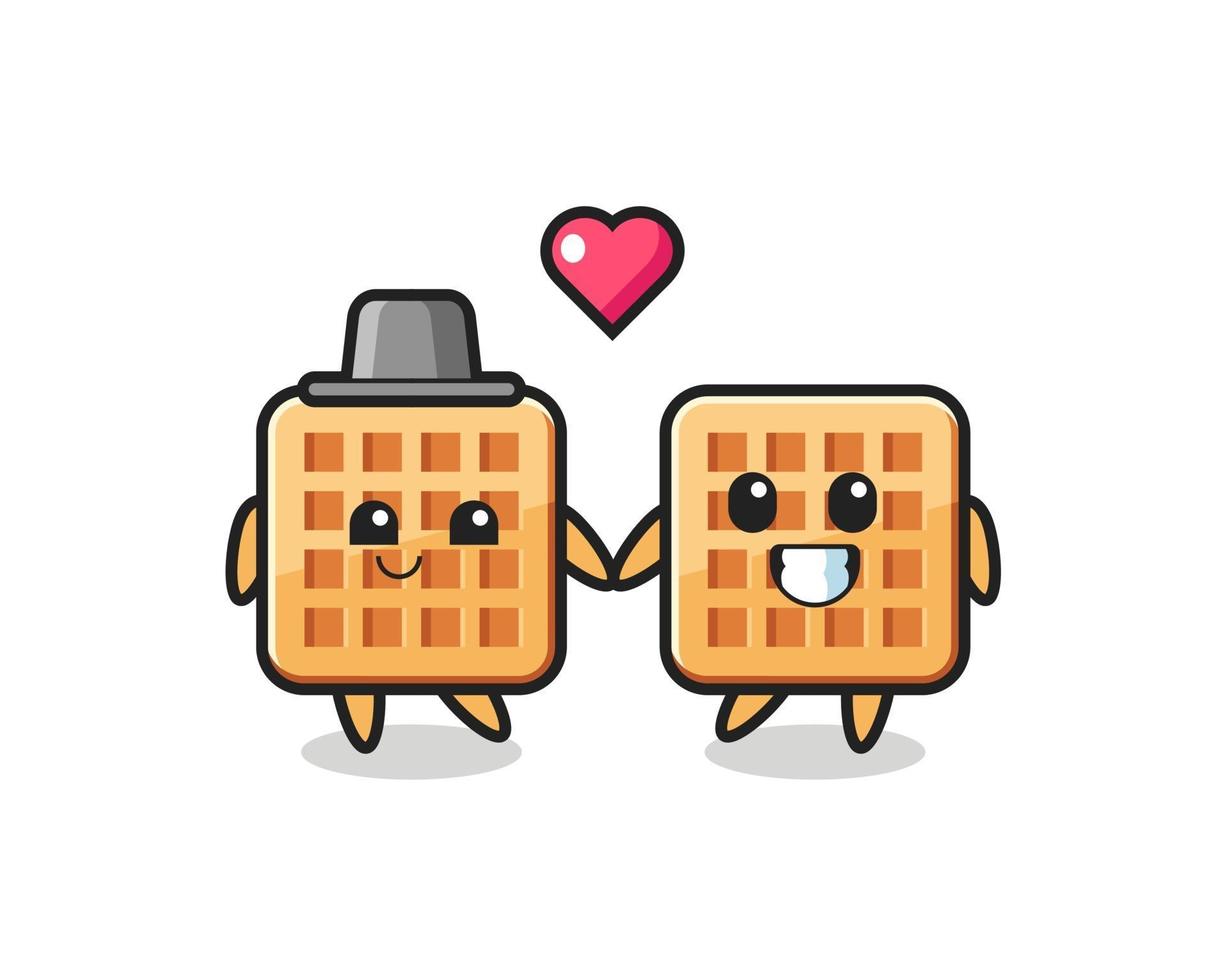 casal de personagens de desenhos animados waffle com gesto de apaixonar-se vetor