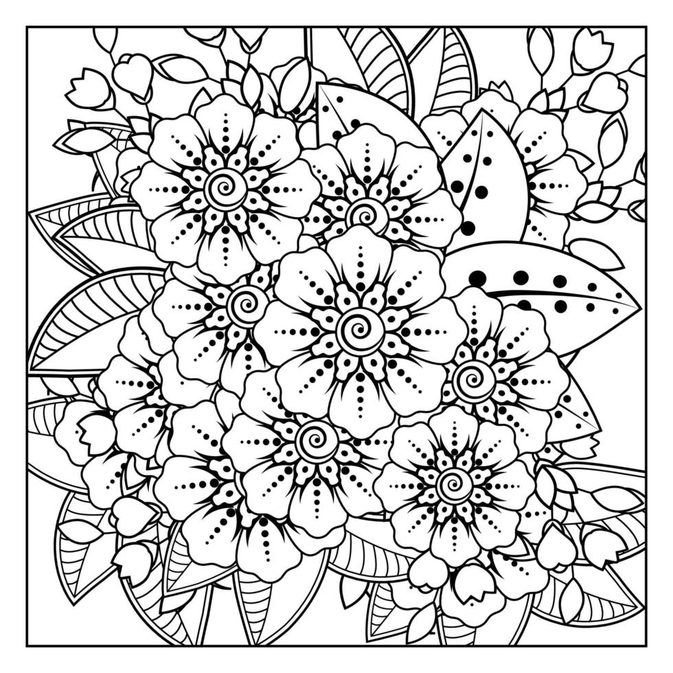 Ornamento decorativo de flor mehndi em estilo oriental étnico vetor