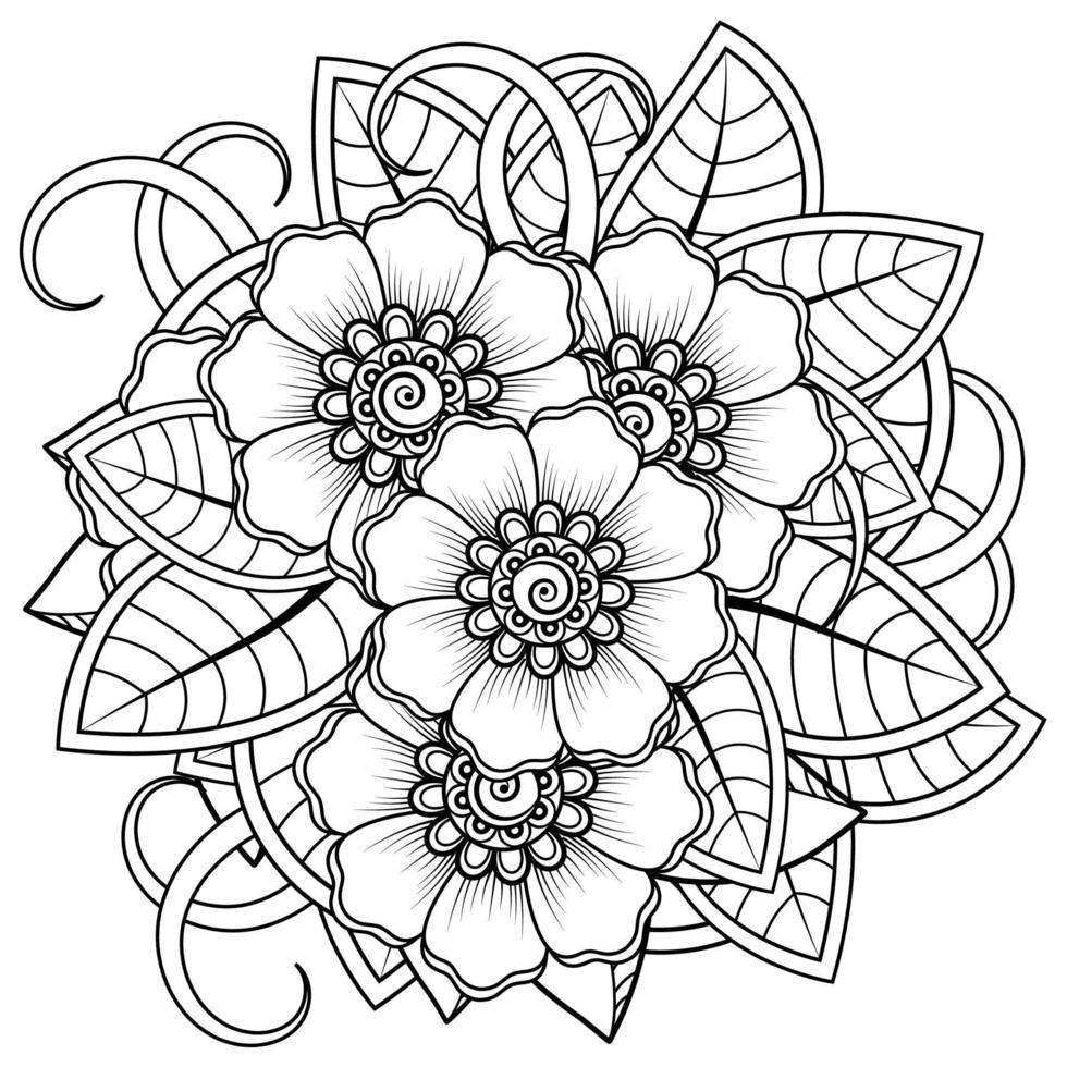 Ornamento decorativo de flor mehndi em estilo oriental étnico vetor