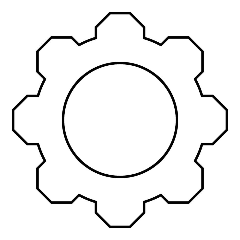 engrenagem roda dentada contorno esboço linha ícone Preto cor vetor ilustração imagem fino plano estilo