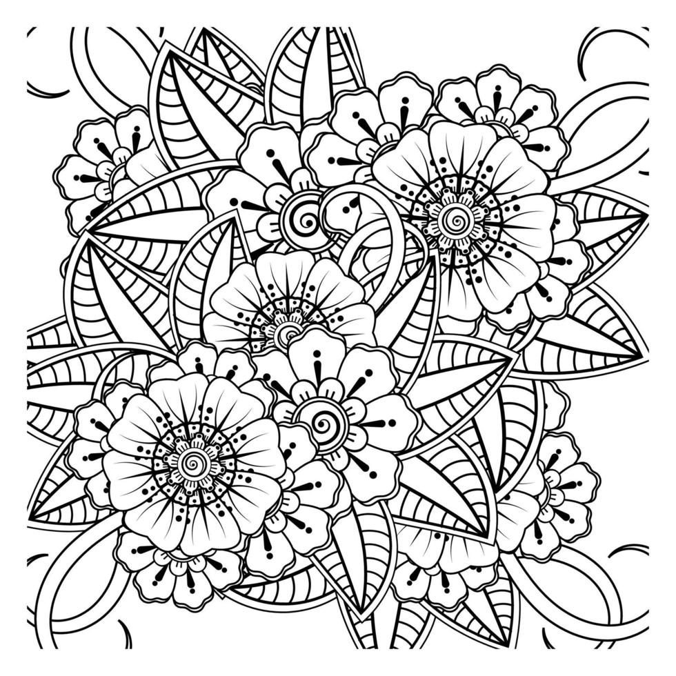 flor mehndi para henna, mehndi, tatuagem, decoração vetor