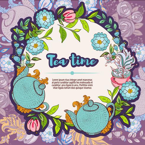 Cartão de modelos de banner de design de tempo de chá vetor