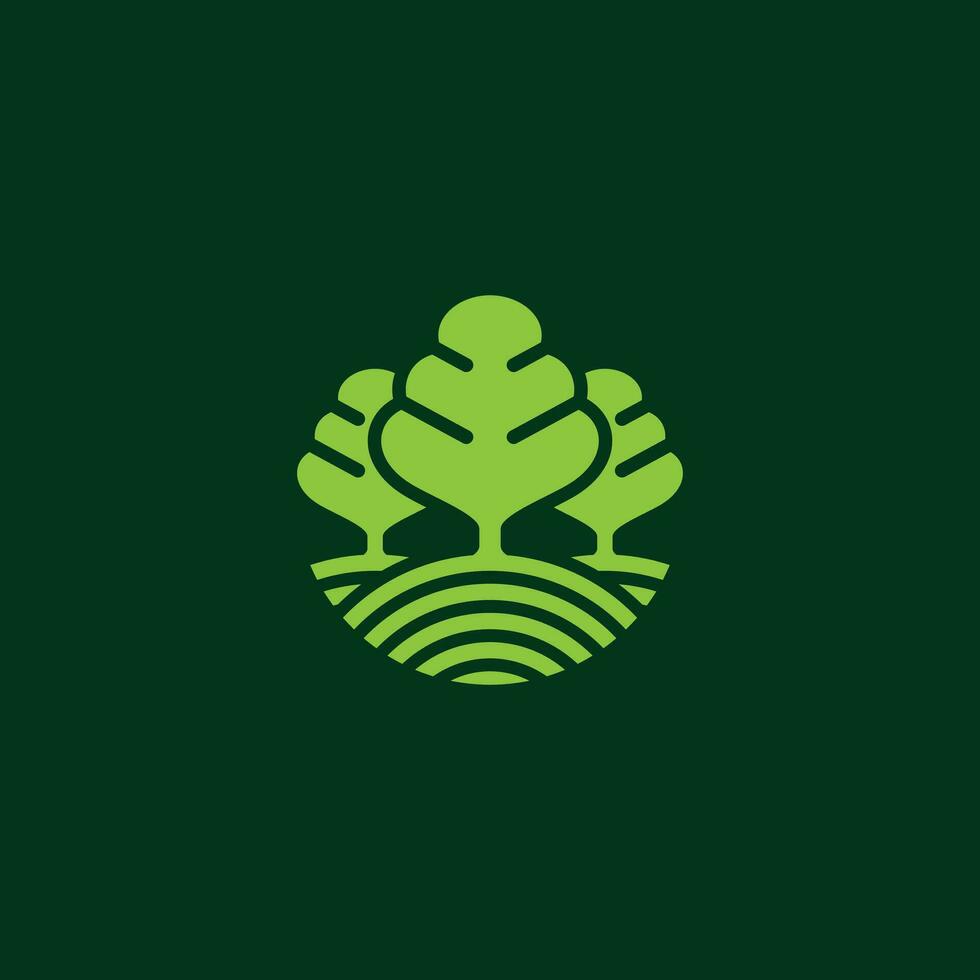 verde orgânico triplo árvore logótipo ícone símbolo vetor