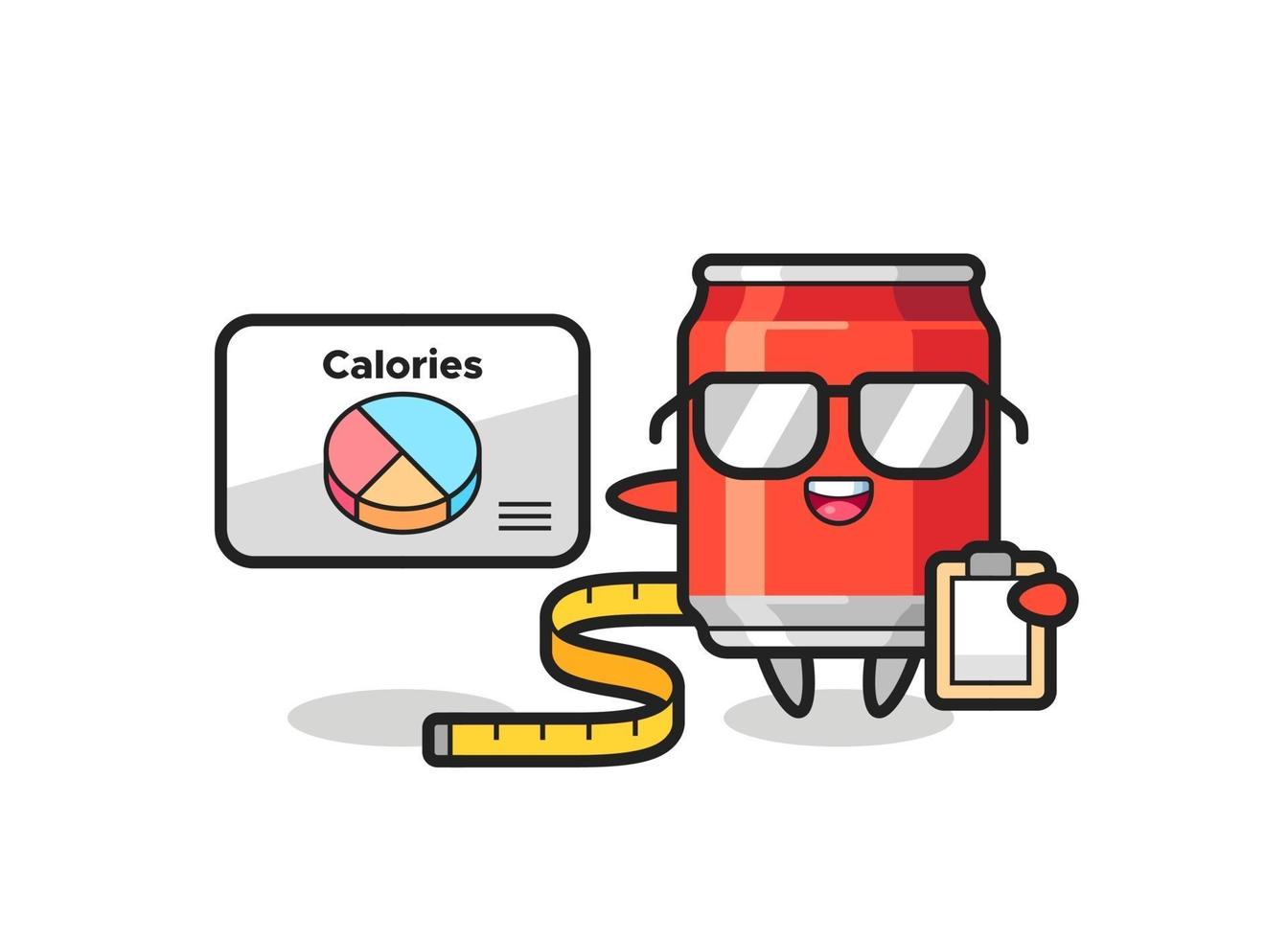 ilustração de lata de bebida mascote como nutricionista vetor