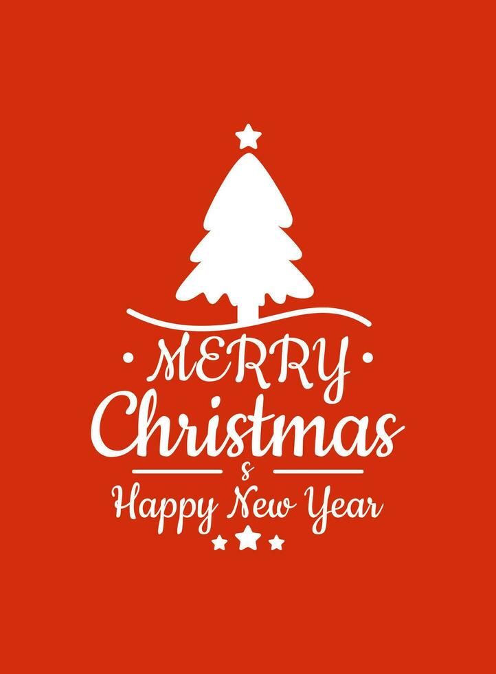 cartão postal com texto feliz Novo ano e alegre Natal com natal decorações e tipografia Projeto. vetor