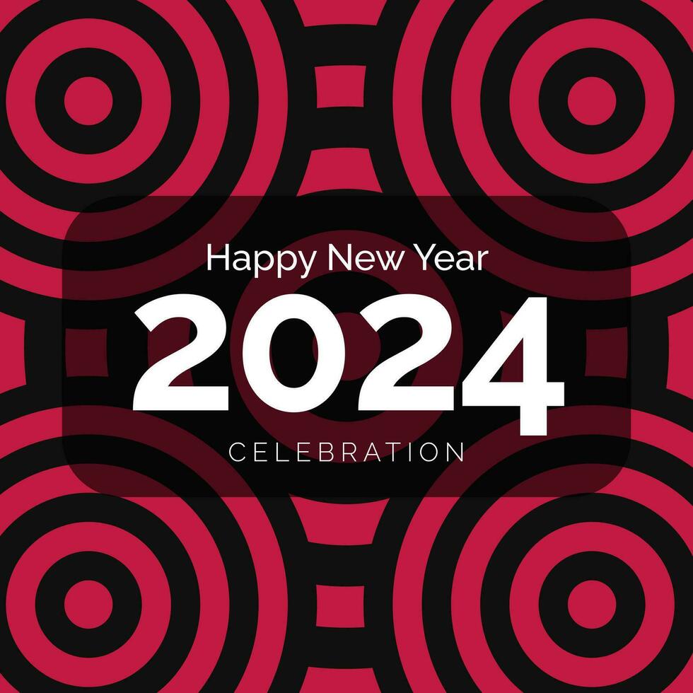 feliz Novo ano 2024 abstrato vermelho fundo com círculo padronizar vetor