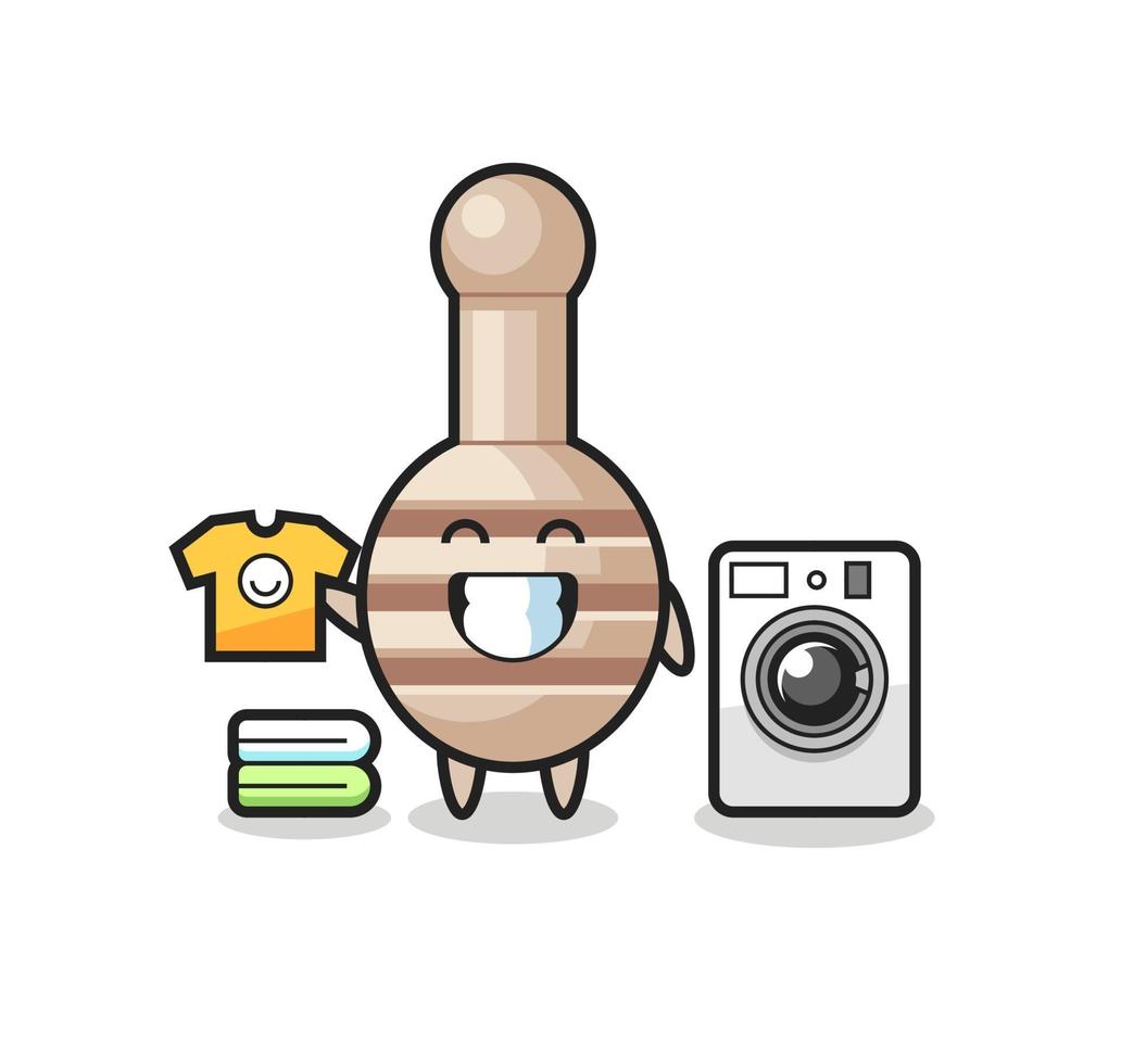 desenho do mascote da concha de mel com máquina de lavar vetor