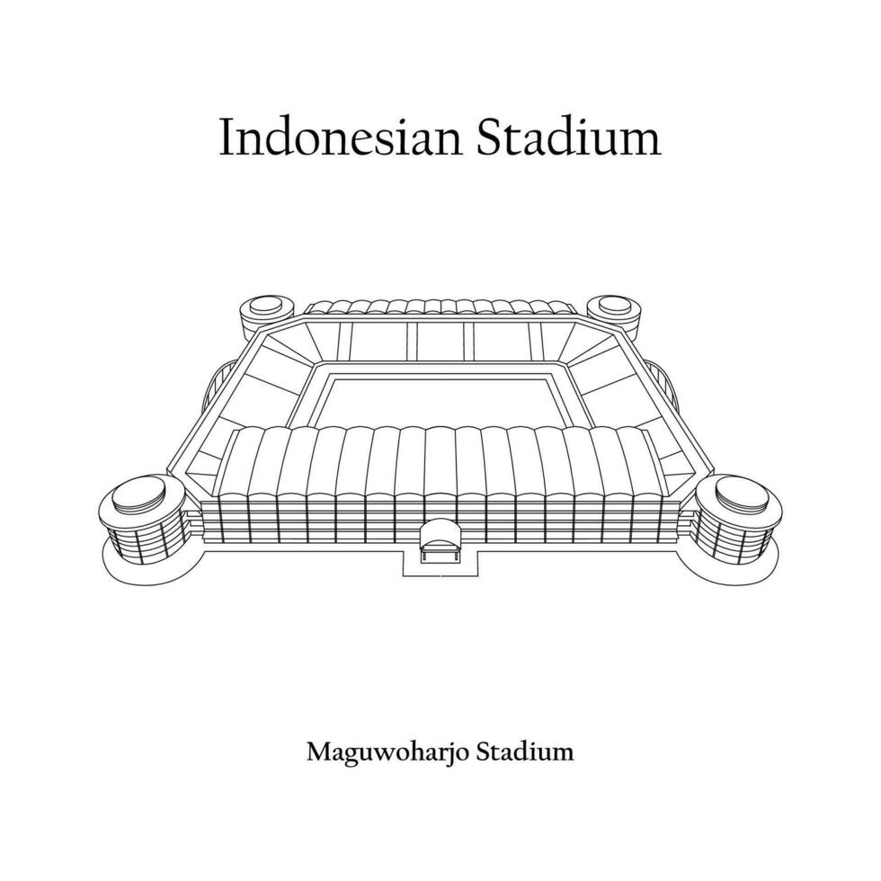 gráfico Projeto do a maguwoharjo estádio, homem magro cidade, pss homem magro casa equipe. internacional futebol estádio dentro indonésio. vetor