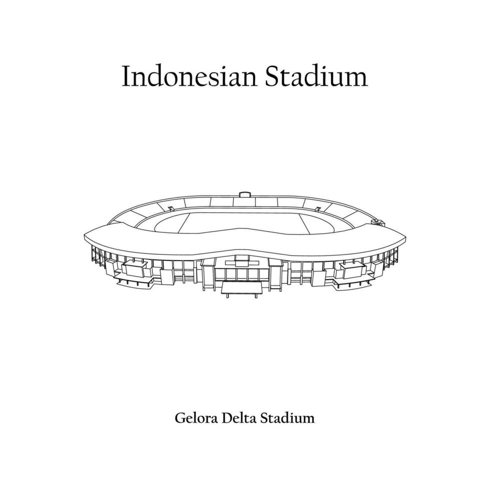 gráfico Projeto do a gelora delta estádio, sidoarjo cidade, deltas casa equipe. internacional futebol estádio dentro indonésio. vetor
