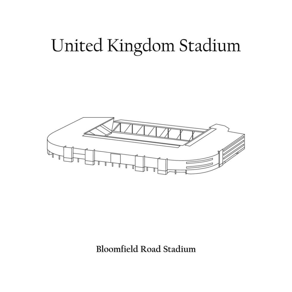 gráfico Projeto do a campo florido estrada estádio, Blackpool cidade, Blackpool casa equipe. Unidos reino internacional futebol estádio. premier liga vetor