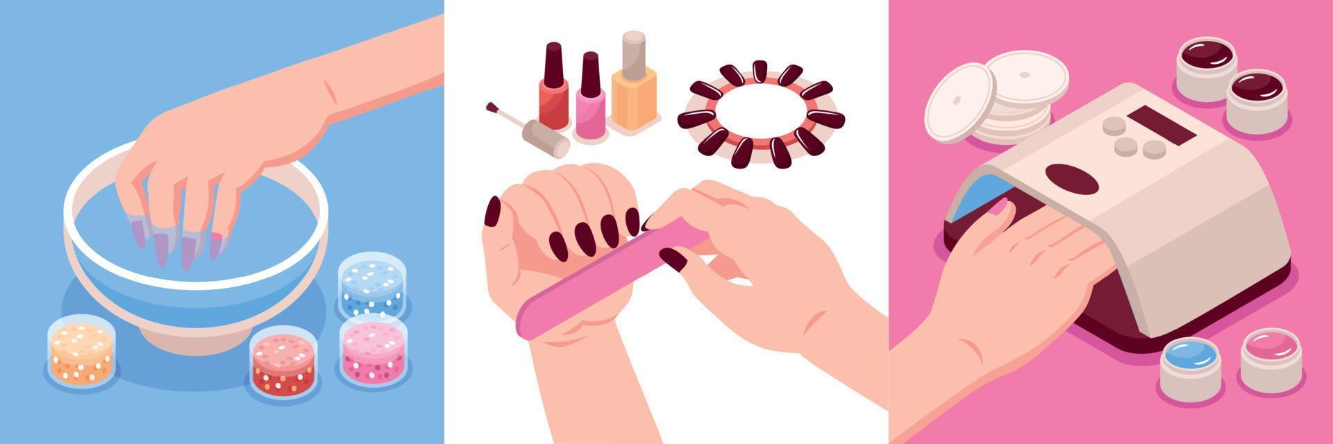 conceito de design isométrico de manicure vetor