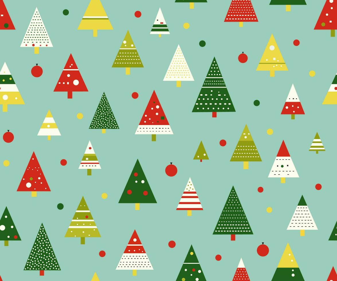 desatado padronizar para Natal feriado com fofa Natal árvores fundo para tecido, invólucro papel, têxtil, papel de parede e vestuário vetor