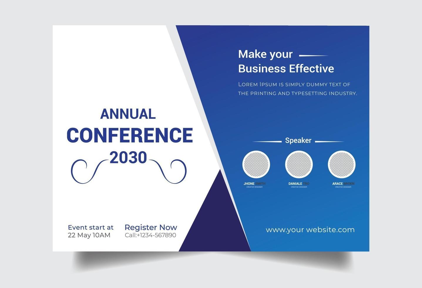 modelo de conferência de panfleto azul corporativo vetor