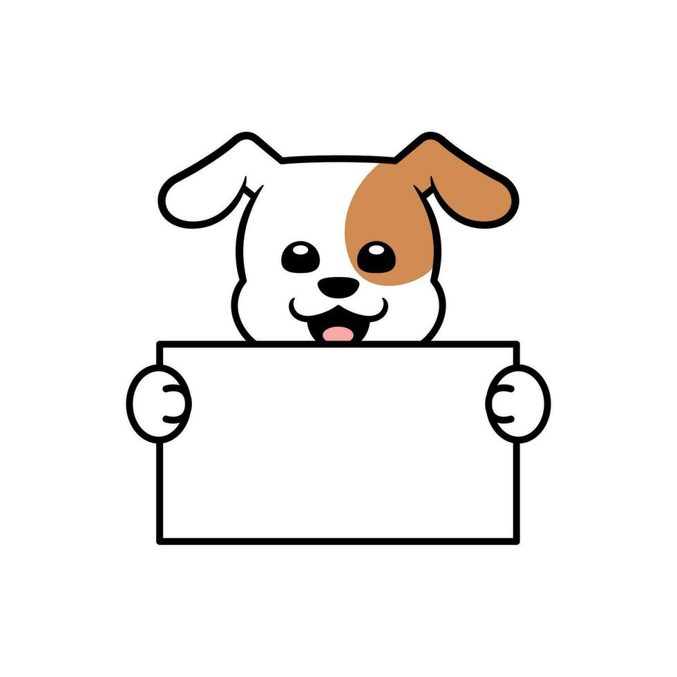 fofa cachorro segurando uma em branco placa vetor