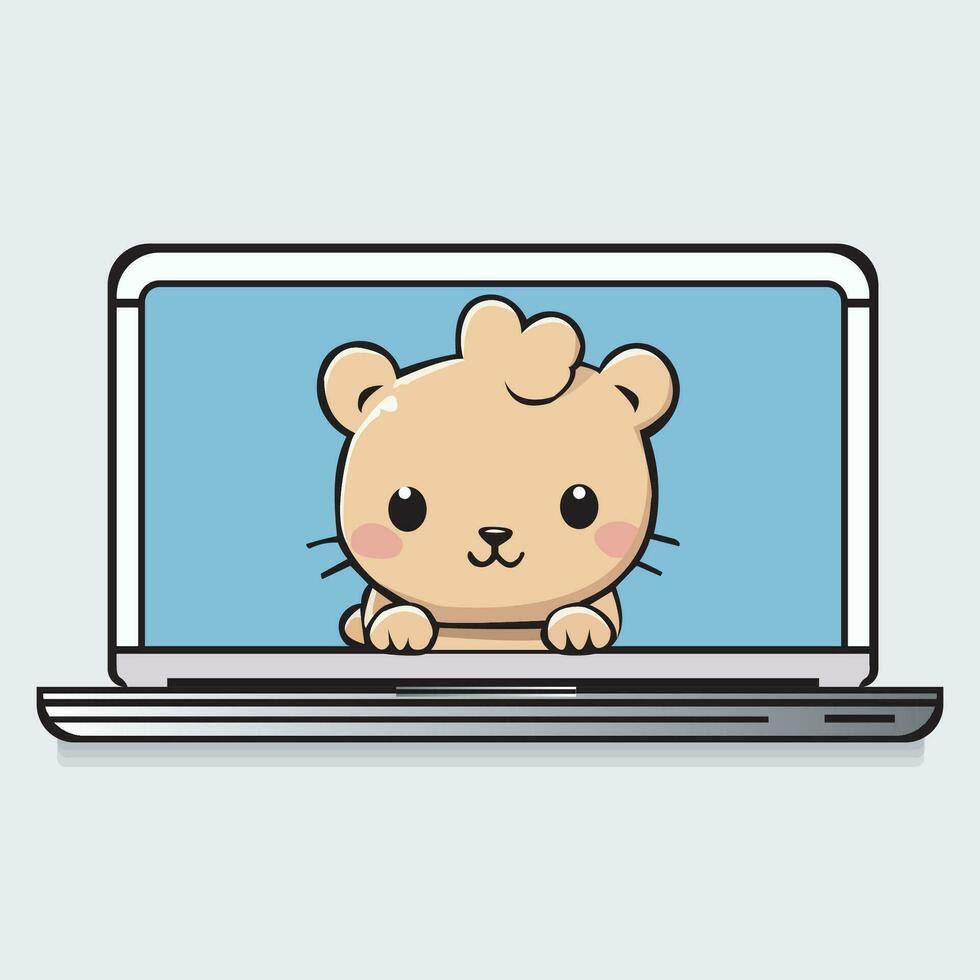 kawaii Urso digital ilustração vetor