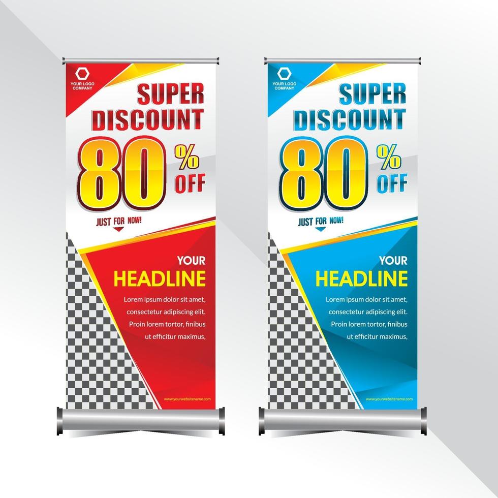 modelo de banner em pé promoção de venda oferta super desconto especial vetor